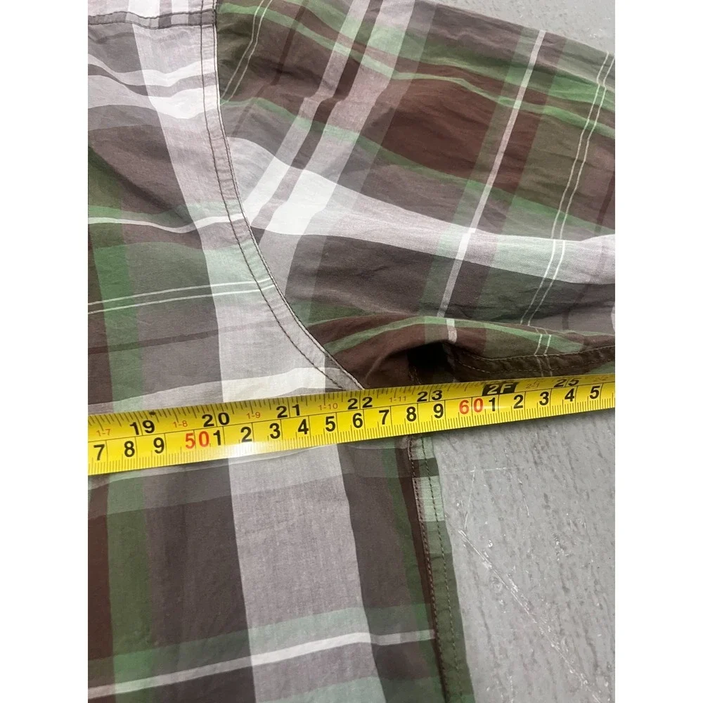 The North Face Shirt Mens Large Brown Green Plaid Long Sleeve Button Up Formal